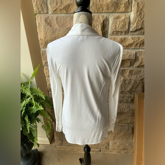 EQUIPMENT FEMME White V-Neck Long Sleeve Rayon Simple Shirt Women’s Size Small - Picture 9 of 15